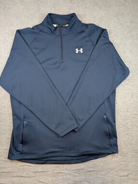 Men's Under Armour Pocketed 1/4 Zip Pullover, Navy Blue - Size XL